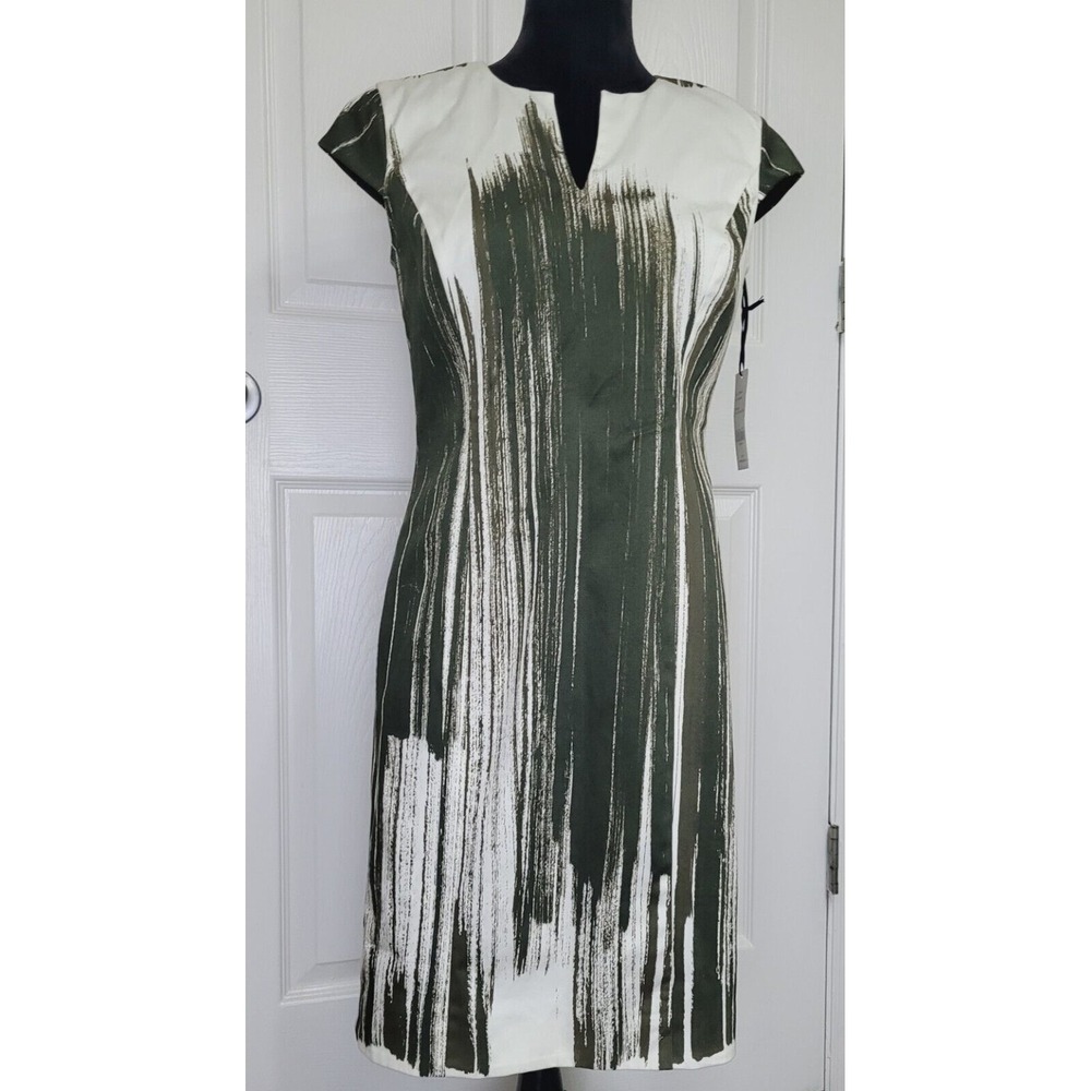 Worth New York Women's Size 4‎ Olive Green And White Sheath Dress NWT